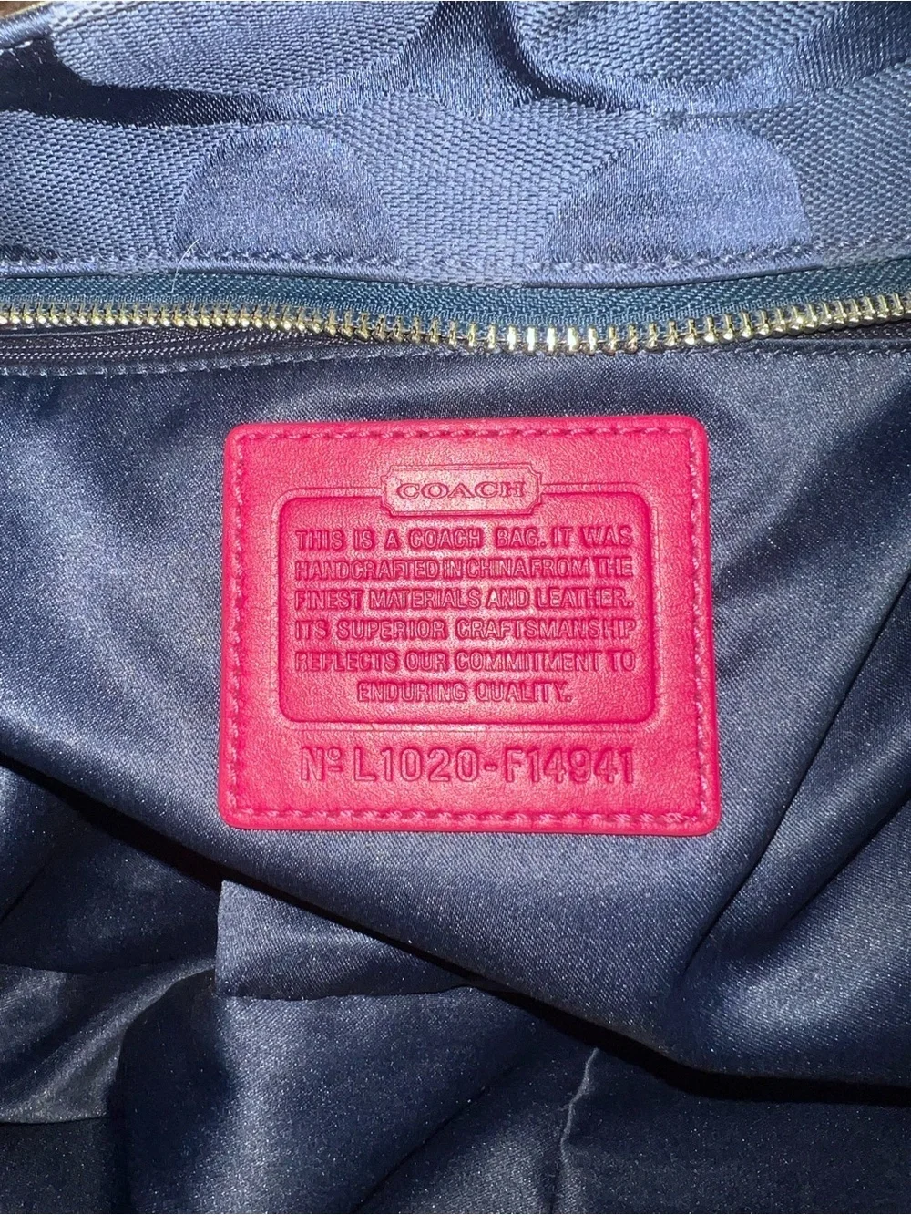 Coach 2010 Pink and Navy Signature Laura Tote Bag